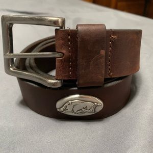 Mens brown leather Razorback belt